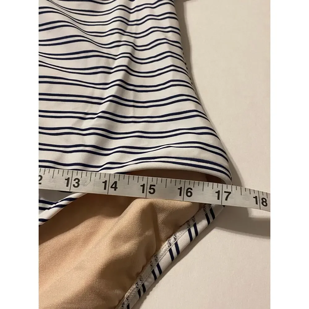 Kona Sol Women’s White Blue Stripe One Piece Swimsuit Size Large